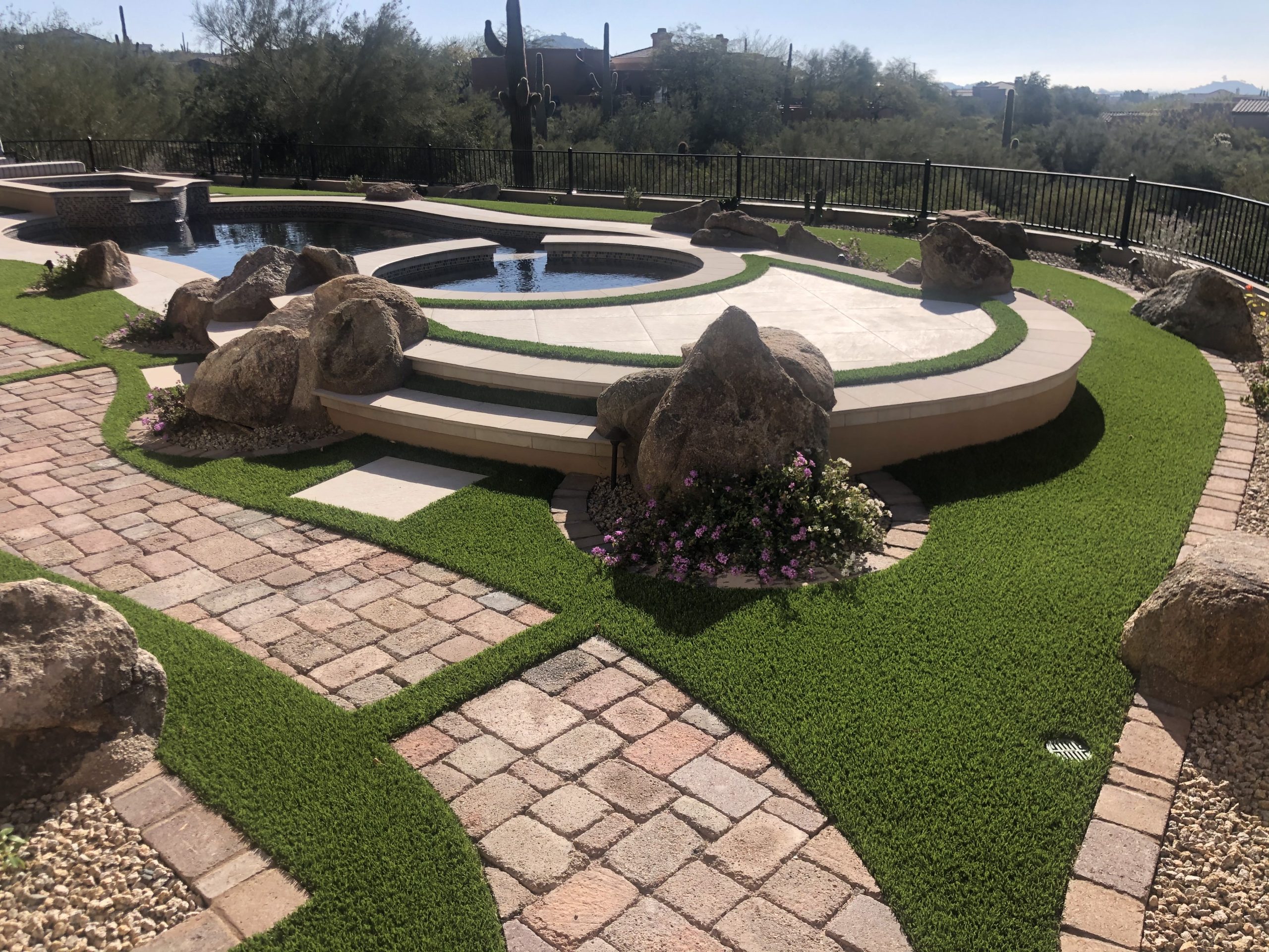 Pool Decks & Travertine — Pavers & Hardscaping project in Phoenix, AZ